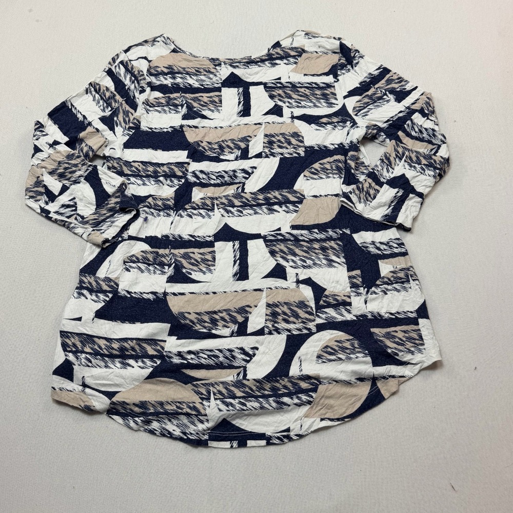 JM Collection Blouse Women Medium Blue Excellent Abstract Geometric Print Top